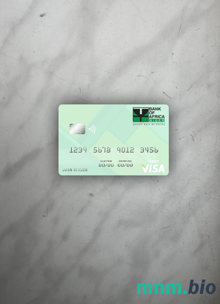 Niger bank of Africa visa obciążyć card wygląd fotograficzny skan PSD + zdjęcie